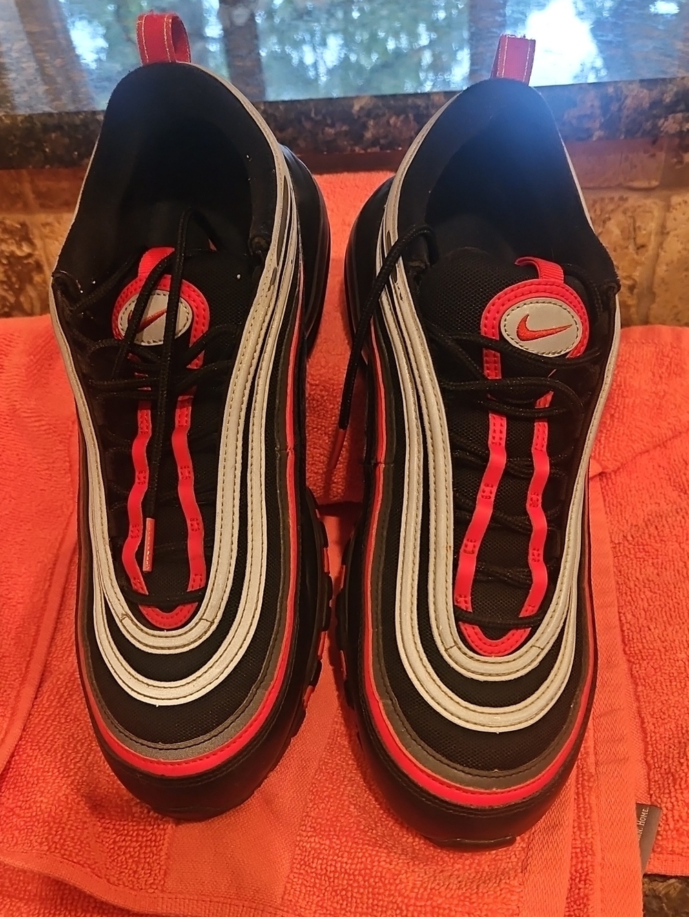 Nike Black, Red & Silver Wave-Trim Running Sneakers